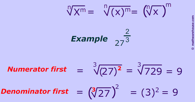 Formula And Examples Of How To Simplify Fraction Exponents