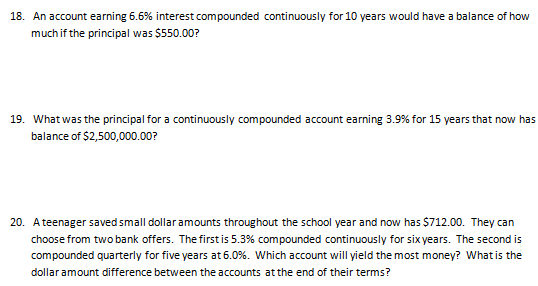 Compound And Continuous Interest Worksheet