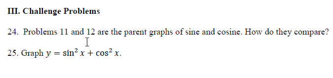 Graphing Sine and Cosine Worksheet with Answers. Amplitude ...